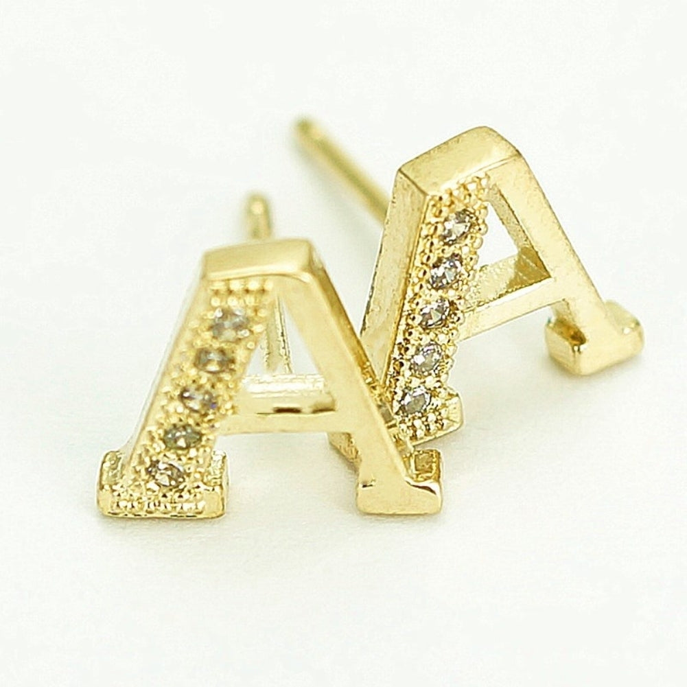 Fashion Women Rhinestone Inlaid English Letters Ear Stud Earrings Jewelry Gift Image 9