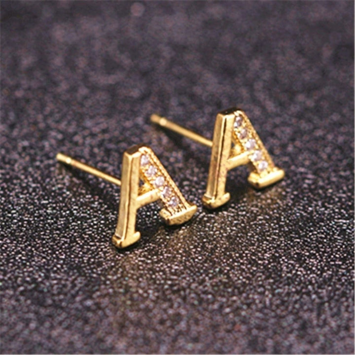 Fashion Women Rhinestone Inlaid English Letters Ear Stud Earrings Jewelry Gift Image 10