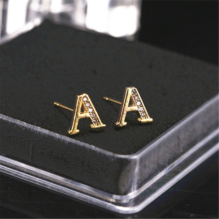 Fashion Women Rhinestone Inlaid English Letters Ear Stud Earrings Jewelry Gift Image 11