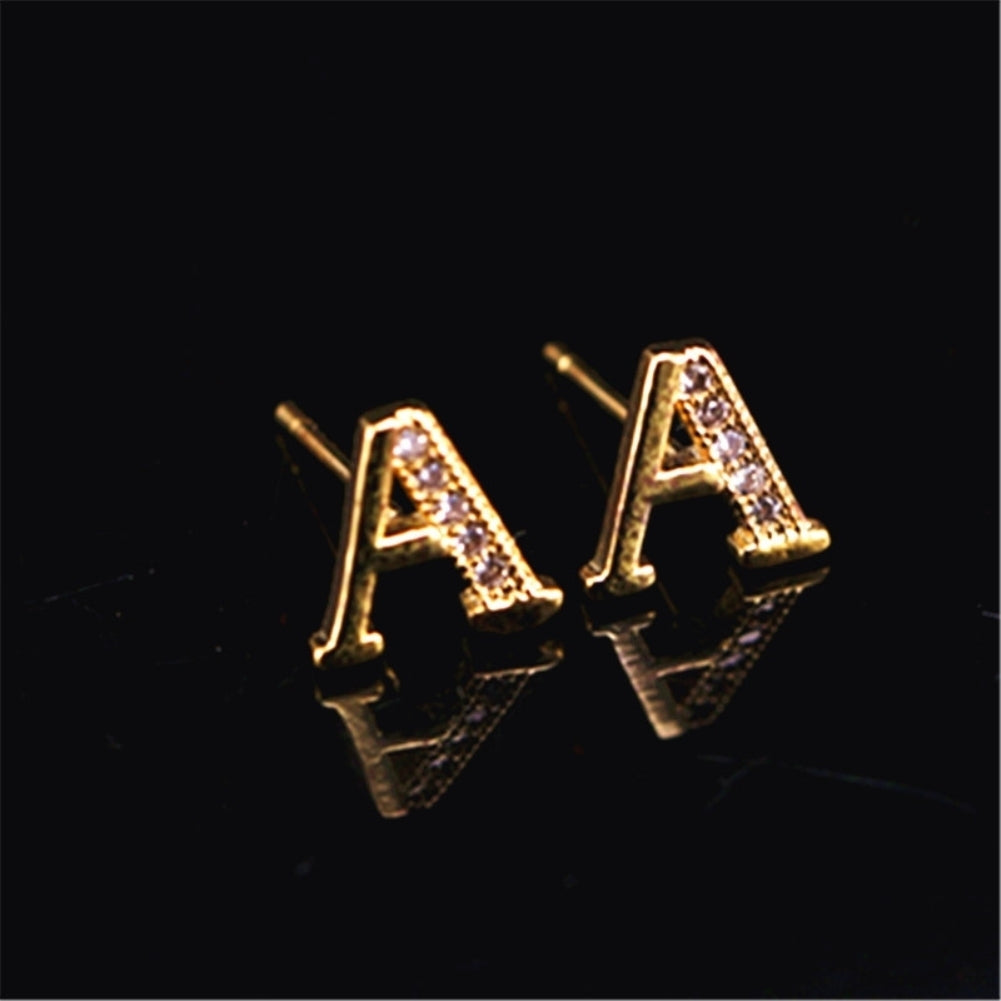 Fashion Women Rhinestone Inlaid English Letters Ear Stud Earrings Jewelry Gift Image 12