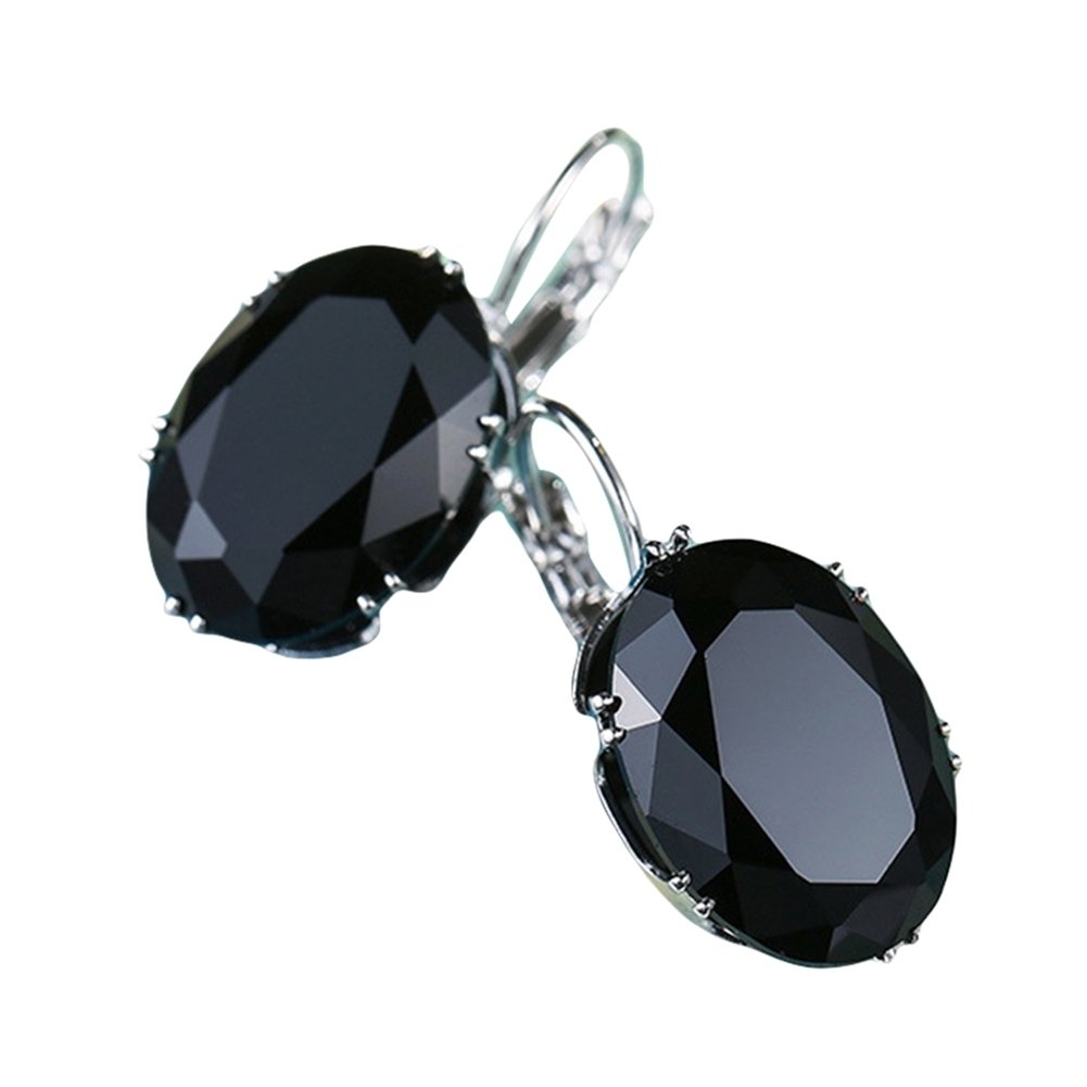 Elegant Women Oval Faux Gemstone Inlaid Dangle Leverback Earrings Jewelry Gift Image 2