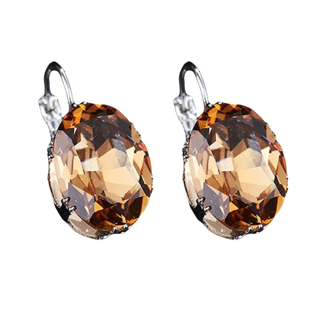 Elegant Women Oval Faux Gemstone Inlaid Dangle Leverback Earrings Jewelry Gift Image 6