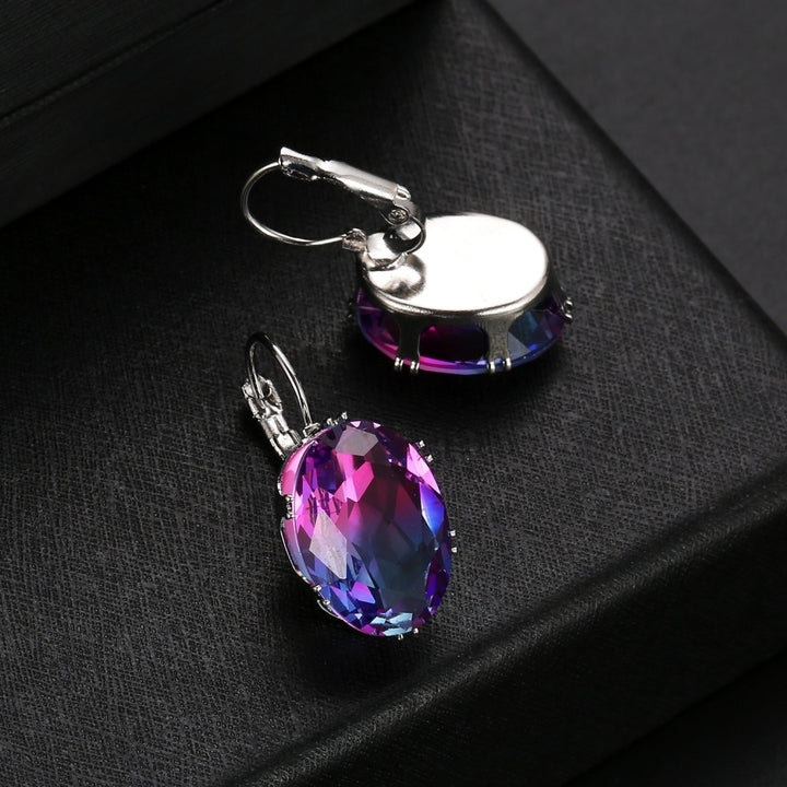 Fashion Women Oval Cubic Zirconia Inlaid Dangle Leverback Earrings Jewelry Gift Image 7