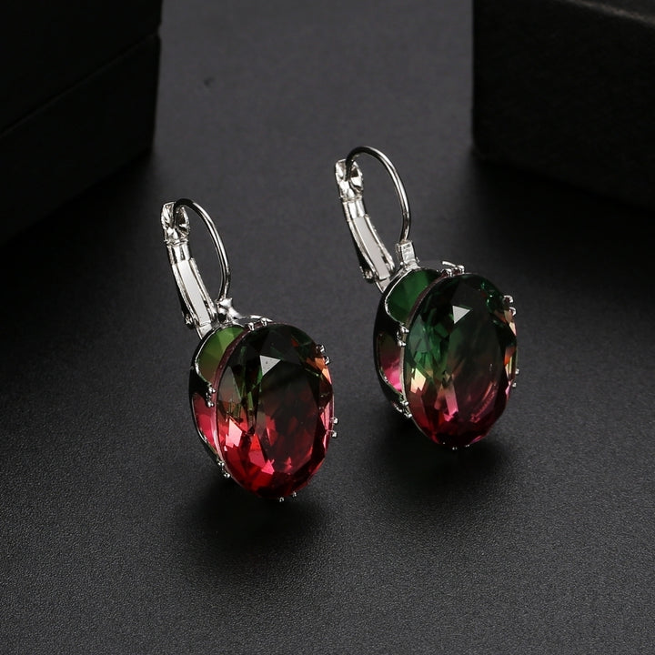 Fashion Women Oval Cubic Zirconia Inlaid Dangle Leverback Earrings Jewelry Gift Image 11