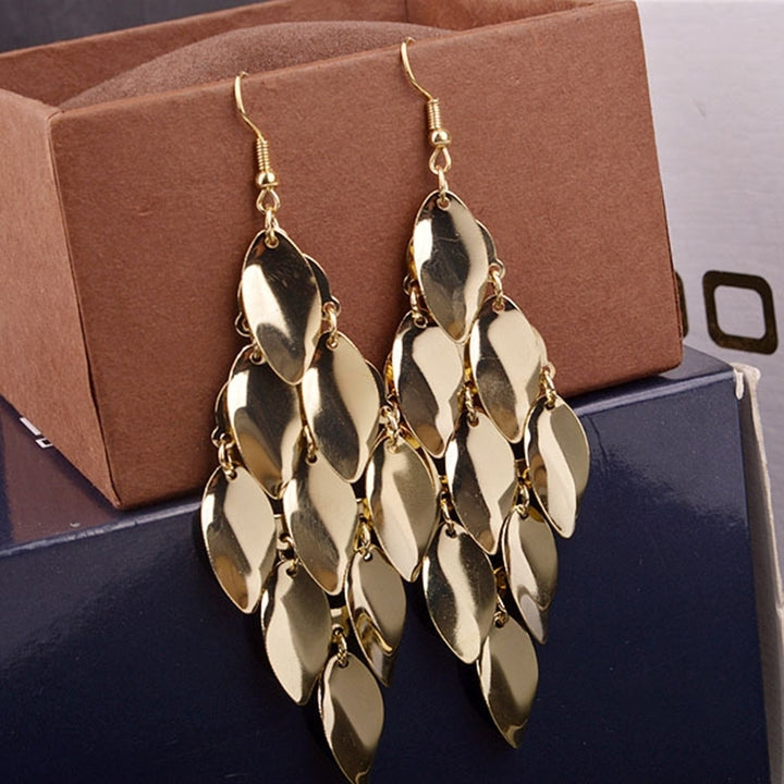 Fashion Women Waterdrop Disks Charms Long Dangle Eardrop Earrings Jewelry Gift Image 1