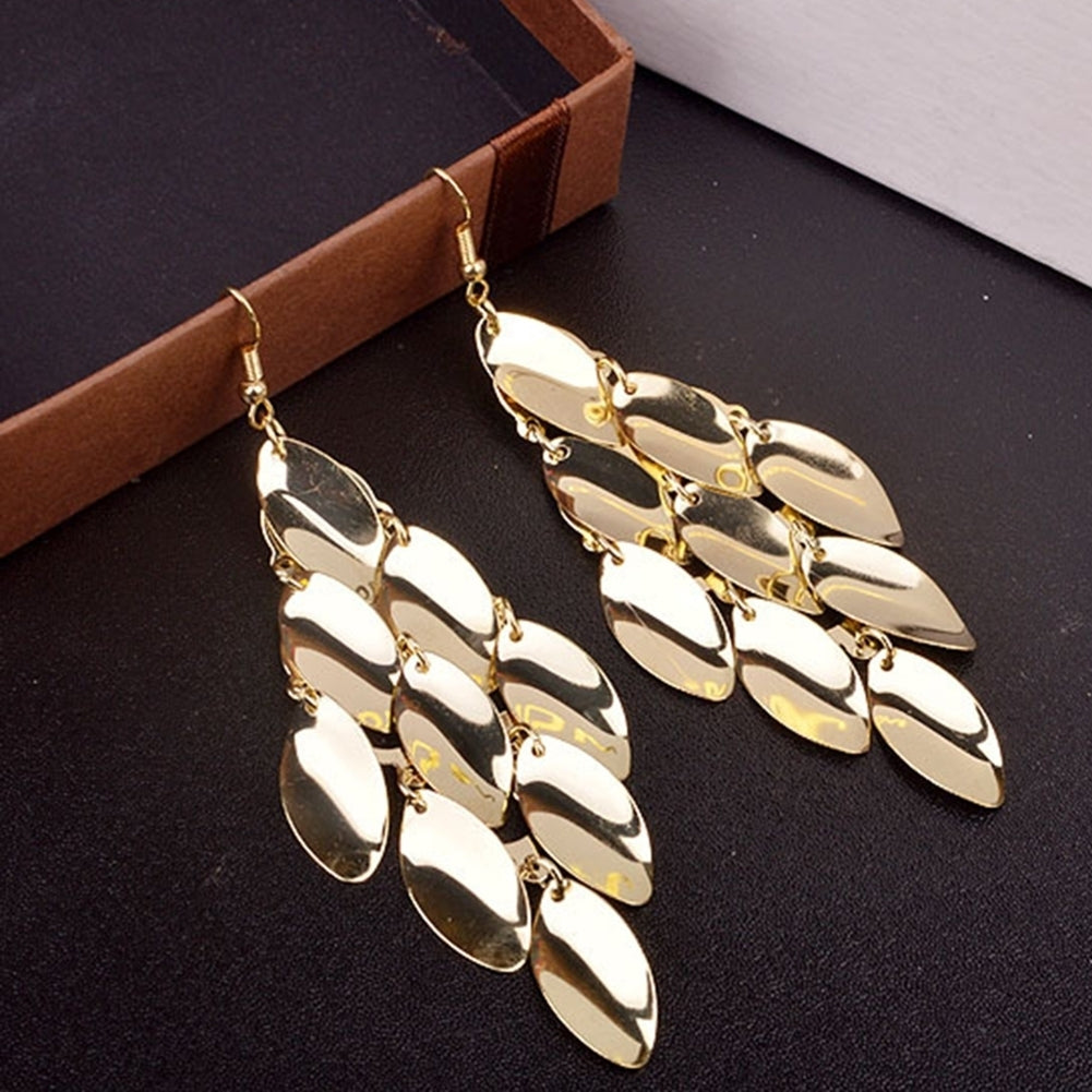 Fashion Women Waterdrop Disks Charms Long Dangle Eardrop Earrings Jewelry Gift Image 3