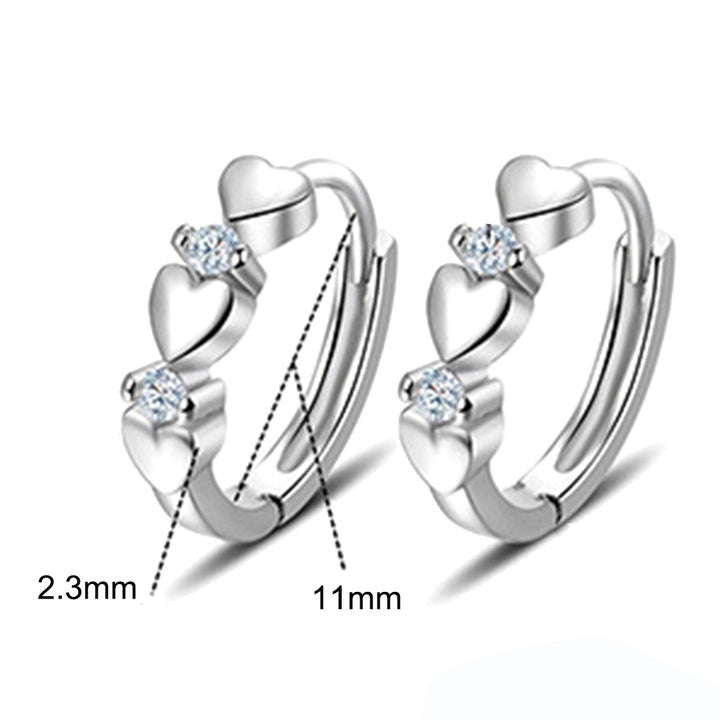 Elegant Women Cubic Zirconia Inlaid Love Heart Huggie Earring Party Jewelry Gift Image 8