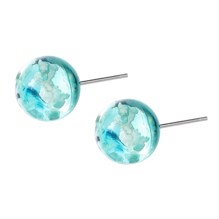 Women Fashion Alloy Resin Blue Sky Cloud Bead Ear Stud Earrings Jewelry Gift Image 6