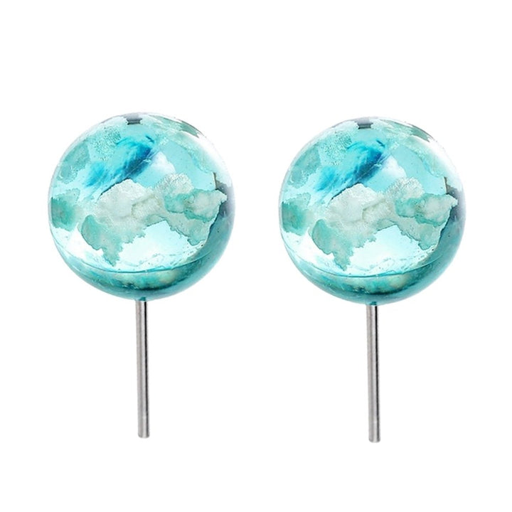 Women Fashion Alloy Resin Blue Sky Cloud Bead Ear Stud Earrings Jewelry Gift Image 7