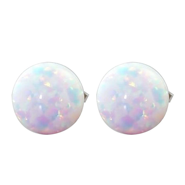 Women Round Faux Opal Beads Ear Stud Earrings Wedding Engagement Jewelry Gift Image 6