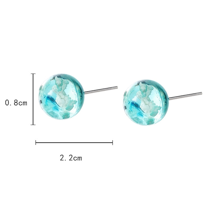 Women Fashion Alloy Resin Blue Sky Cloud Bead Ear Stud Earrings Jewelry Gift Image 8