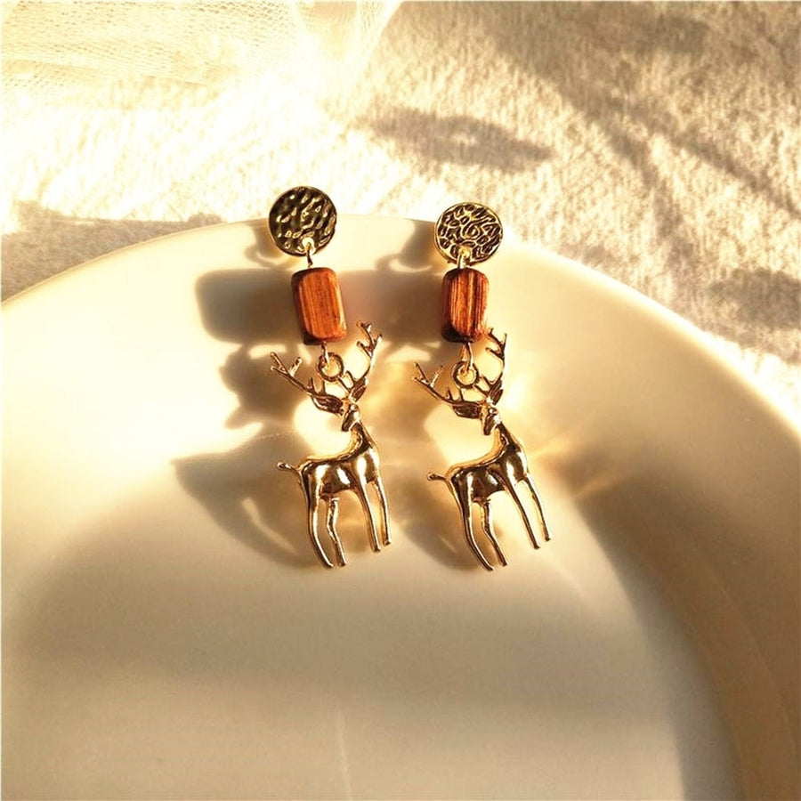 Cute Women Elk Dangle Drop Ear Stud Clip On Earrings Christmas Jewelry Gift Image 1