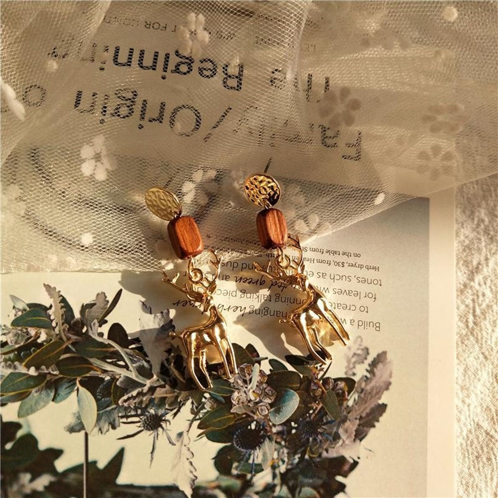 Cute Women Elk Dangle Drop Ear Stud Clip On Earrings Christmas Jewelry Gift Image 6