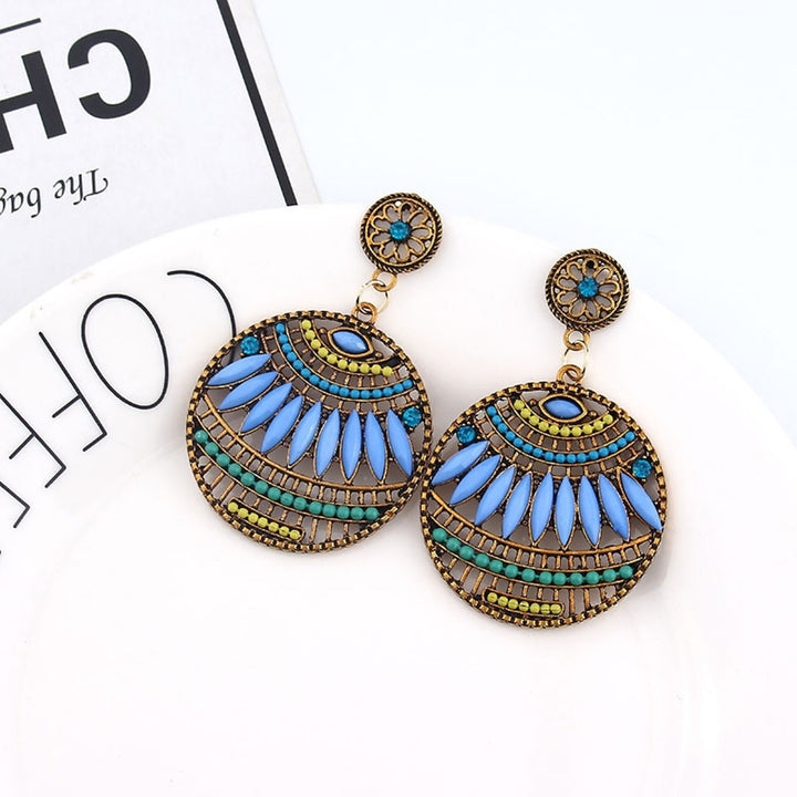 Bohemian Women Beads Hollow Round Dangle Ear Stud Earrings Party Jewelry Gift Image 6