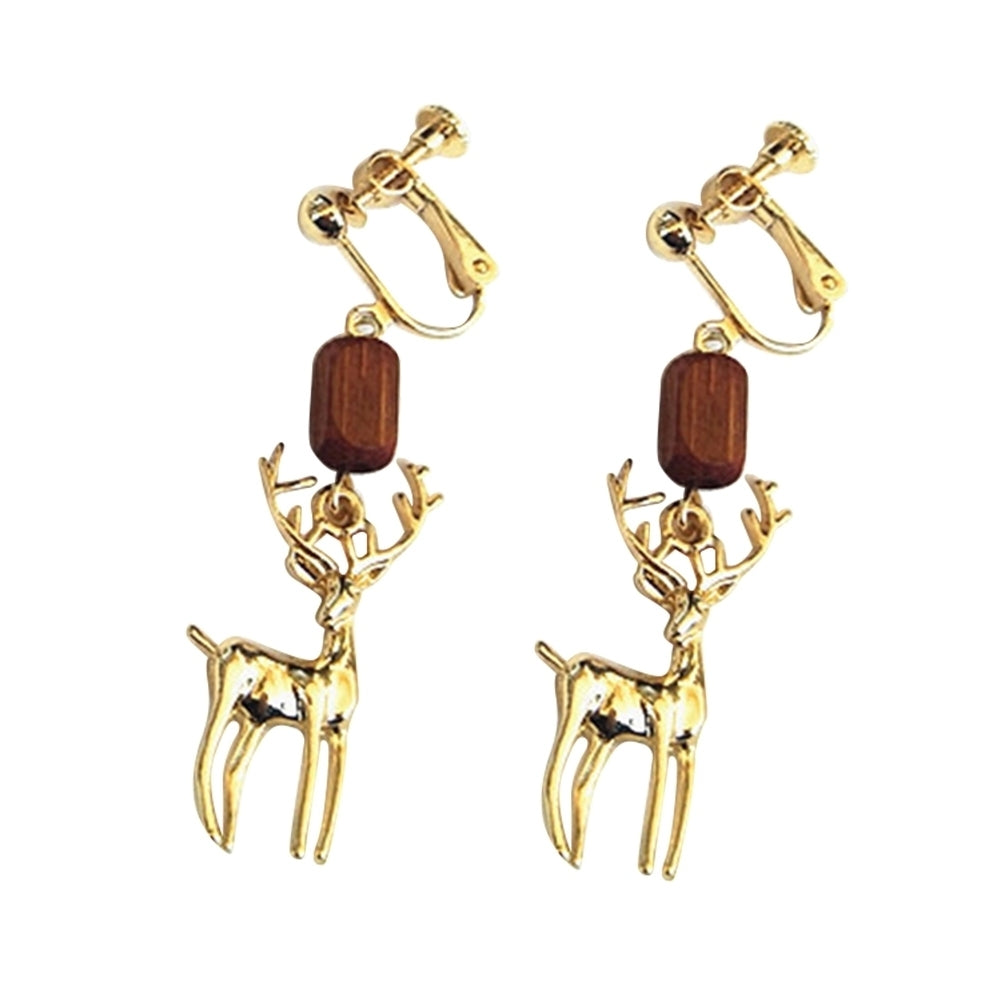 Cute Women Elk Dangle Drop Ear Stud Clip On Earrings Christmas Jewelry Gift Image 9