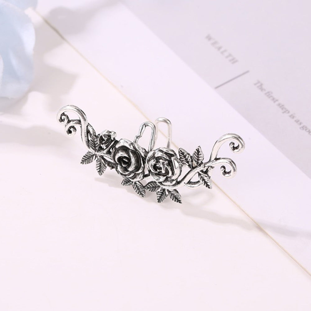 1Pc Women Carved Rose Flower Ear Cuff Clip On Earring No Piercing Helix Jewelry Image 4