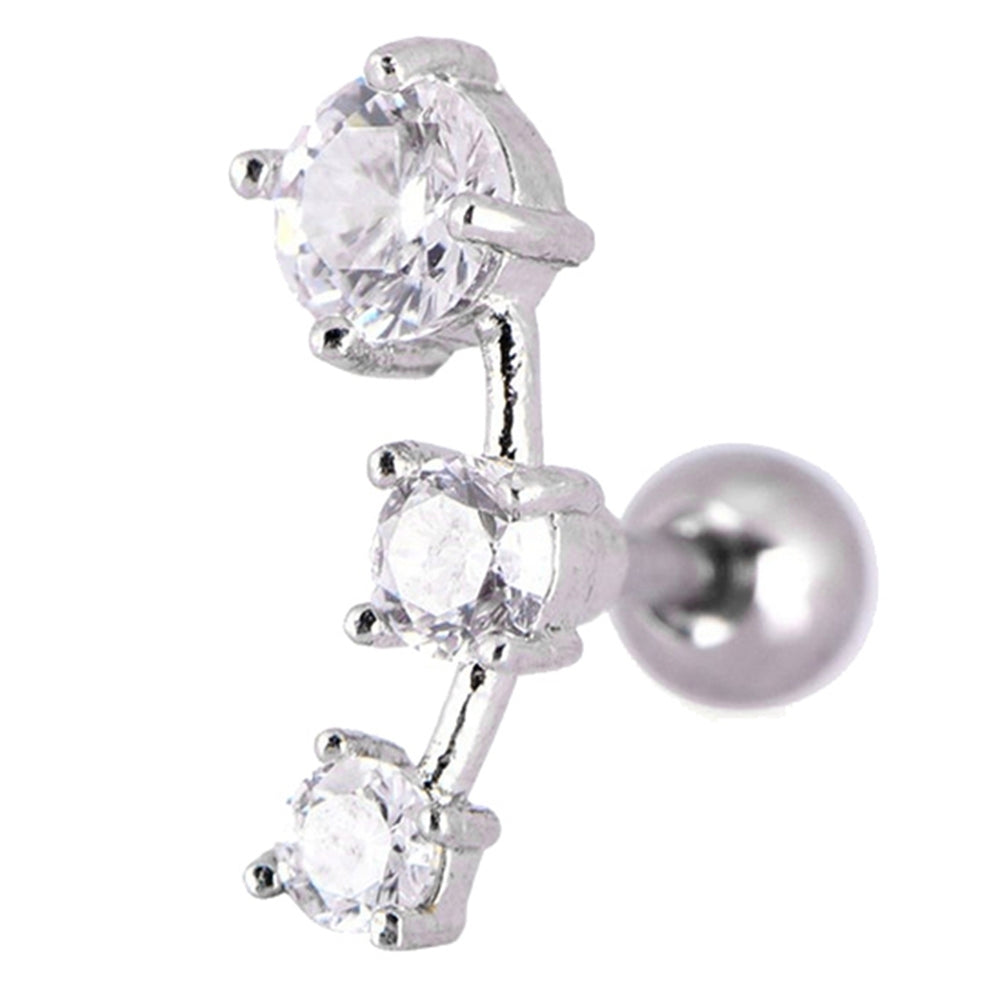 1Pc Women Cubic Zirconia Inlaid Barbell Ear Stud Earring Cartilage Helix Jewelry Image 2