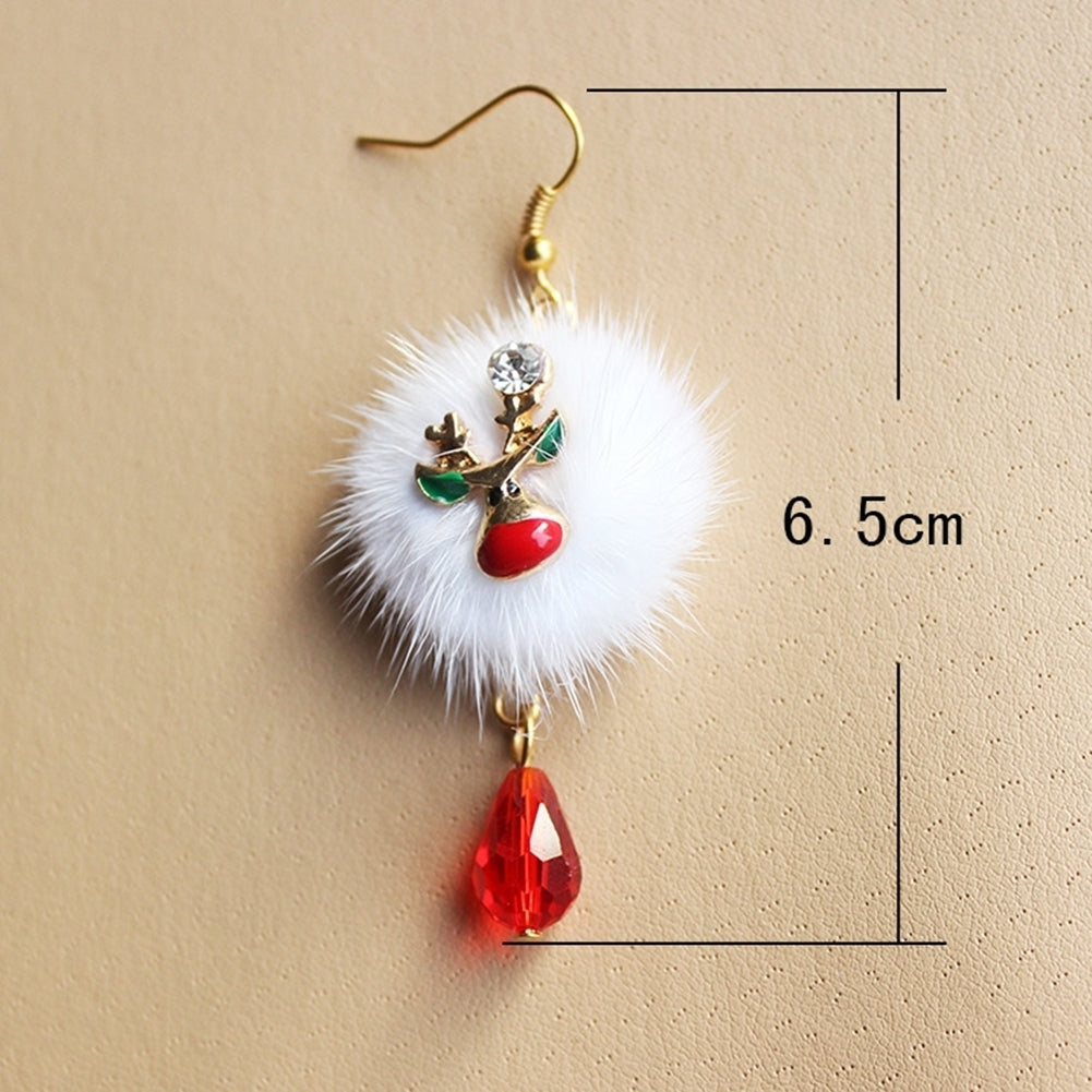 Women Santa Claus Elk Pompom Rhinestone Dangle Hook Earrings Xmas Jewelry Gift Image 8