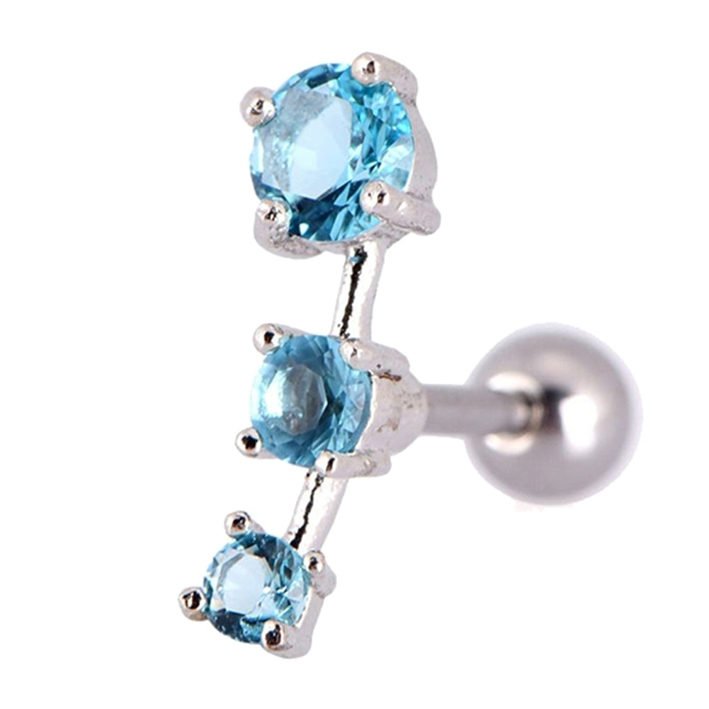 1Pc Women Cubic Zirconia Inlaid Barbell Ear Stud Earring Cartilage Helix Jewelry Image 3