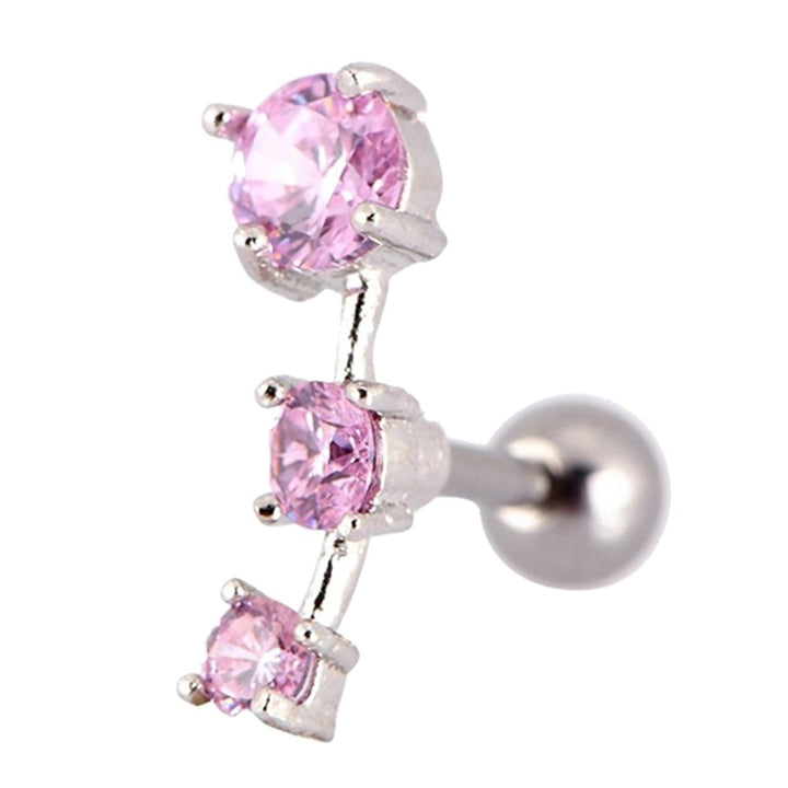 1Pc Women Cubic Zirconia Inlaid Barbell Ear Stud Earring Cartilage Helix Jewelry Image 4