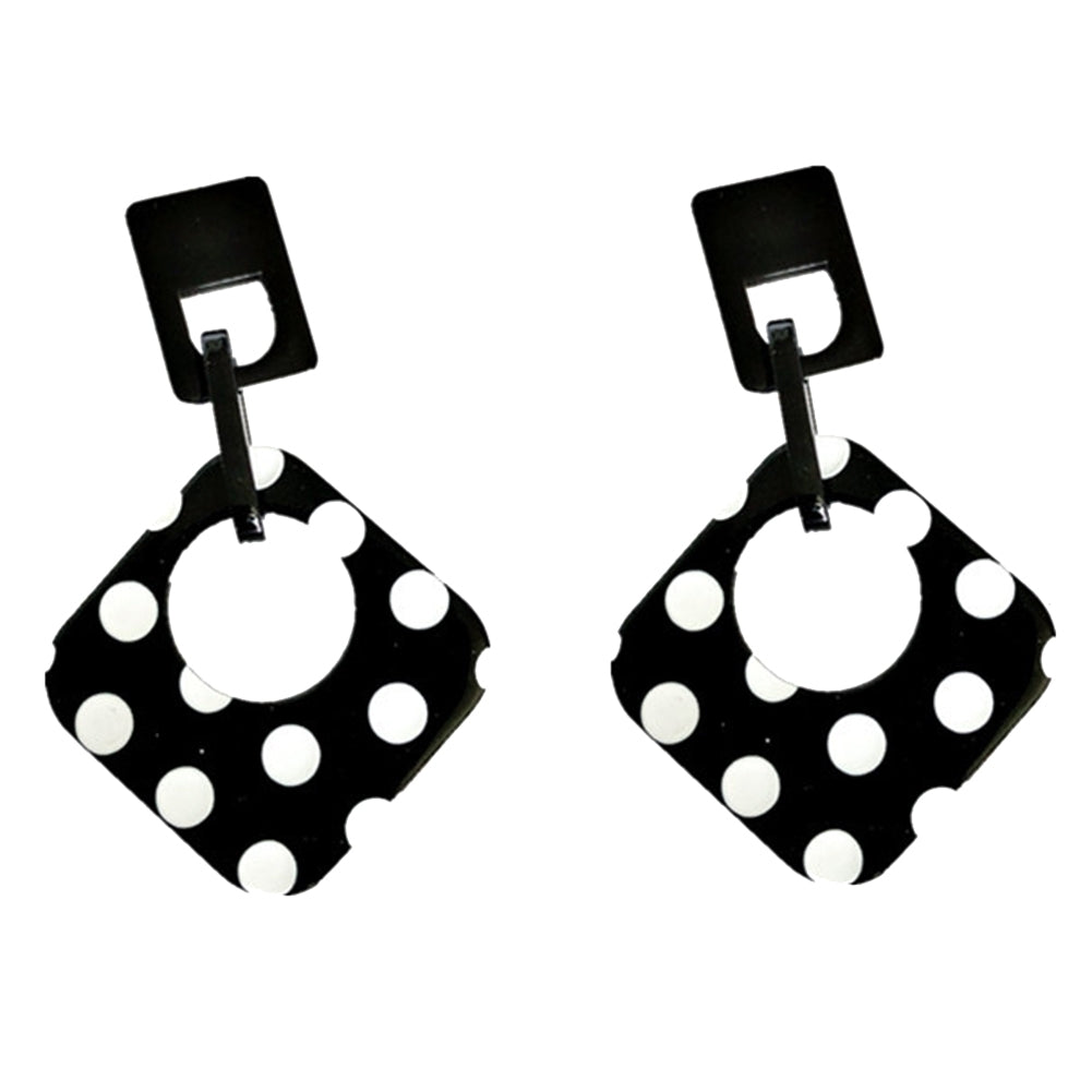 Women Polka Dot Hollow Rhombus Geometric Dangle Ear Stud Cuff Earrings Jewelry Image 2