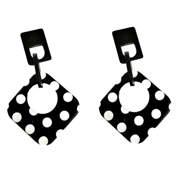 Women Polka Dot Hollow Rhombus Geometric Dangle Ear Stud Cuff Earrings Jewelry Image 2