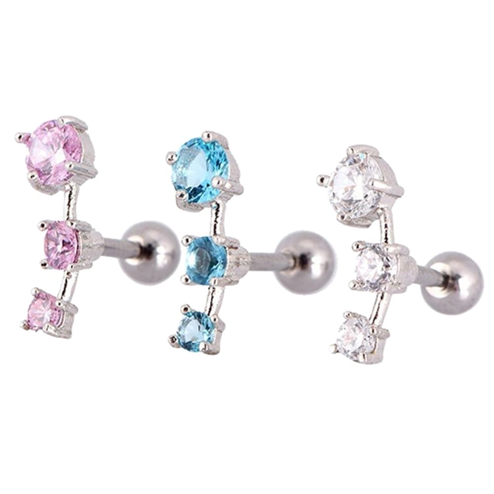 1Pc Women Cubic Zirconia Inlaid Barbell Ear Stud Earring Cartilage Helix Jewelry Image 4