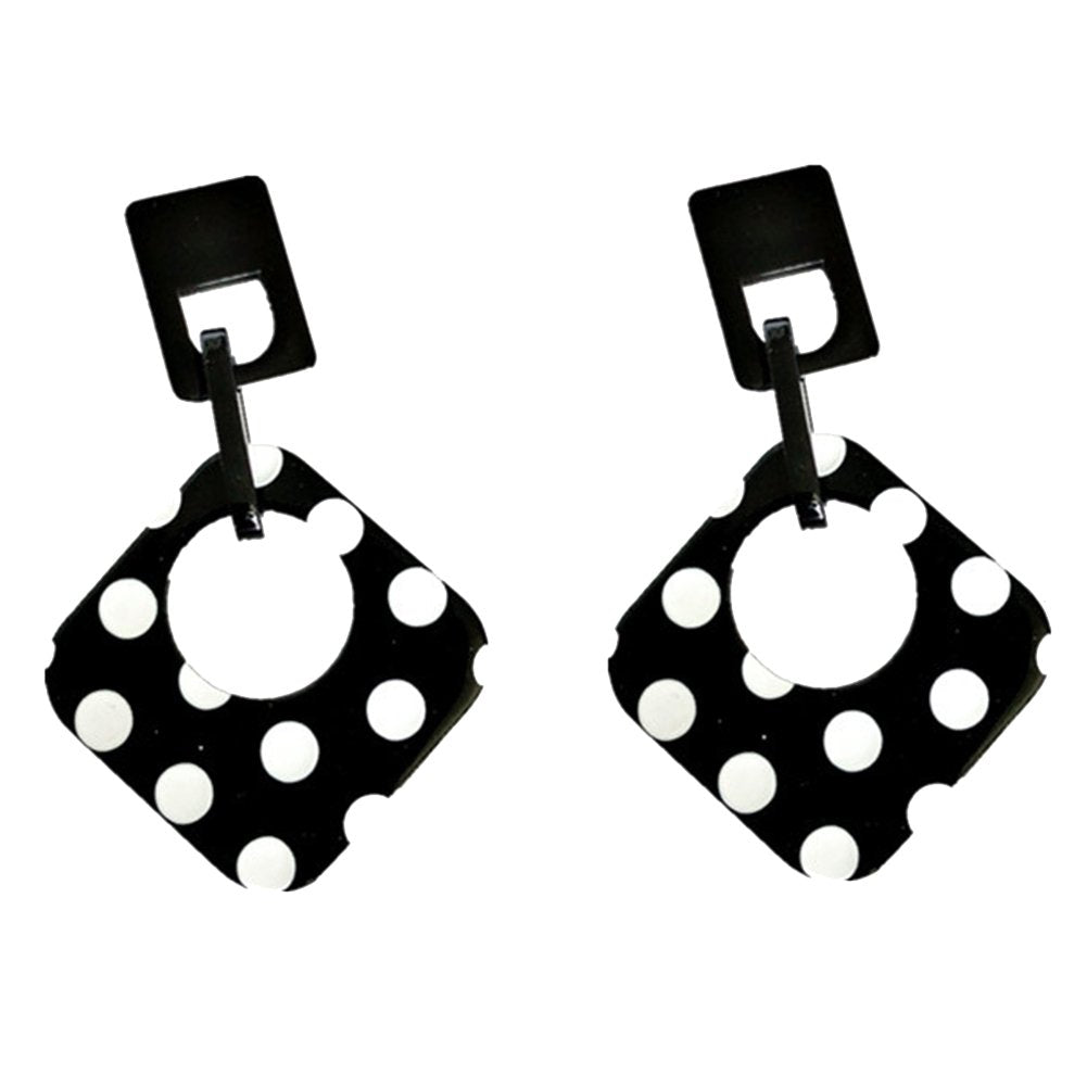 Women Polka Dot Hollow Rhombus Geometric Dangle Ear Stud Cuff Earrings Jewelry Image 3