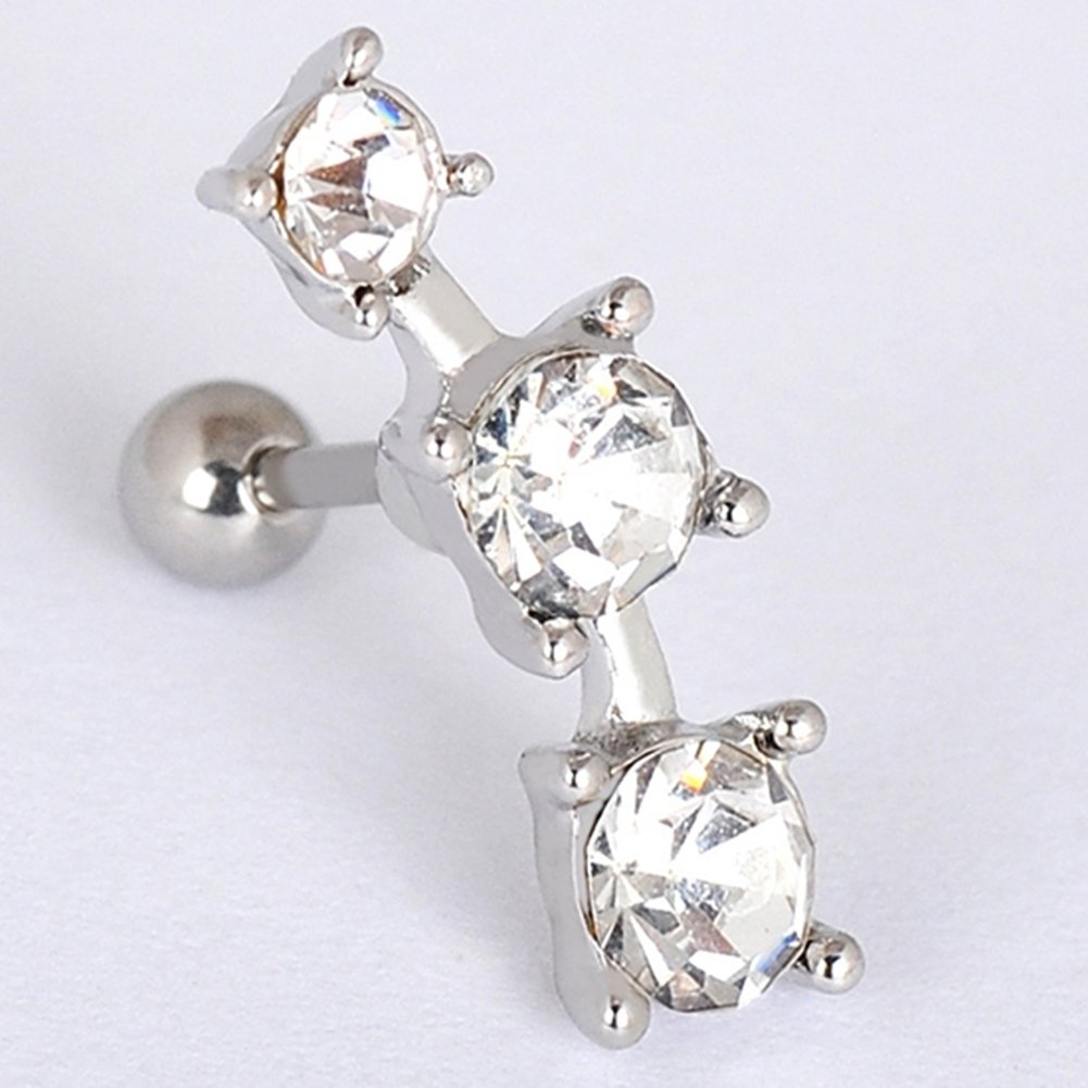 1Pc Women Cubic Zirconia Inlaid Barbell Ear Stud Earring Cartilage Helix Jewelry Image 6