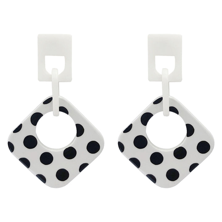 Women Polka Dot Hollow Rhombus Geometric Dangle Ear Stud Cuff Earrings Jewelry Image 4