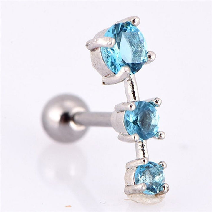 1Pc Women Cubic Zirconia Inlaid Barbell Ear Stud Earring Cartilage Helix Jewelry Image 7