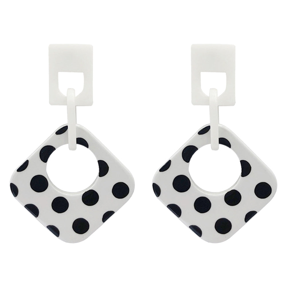 Women Polka Dot Hollow Rhombus Geometric Dangle Ear Stud Cuff Earrings Jewelry Image 4