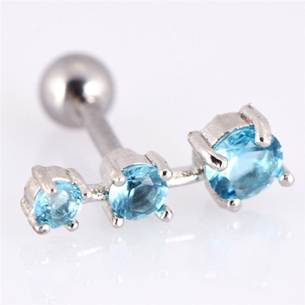 1Pc Women Cubic Zirconia Inlaid Barbell Ear Stud Earring Cartilage Helix Jewelry Image 8