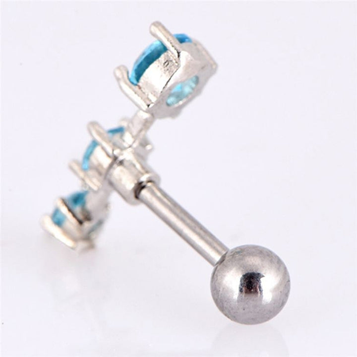 1Pc Women Cubic Zirconia Inlaid Barbell Ear Stud Earring Cartilage Helix Jewelry Image 9