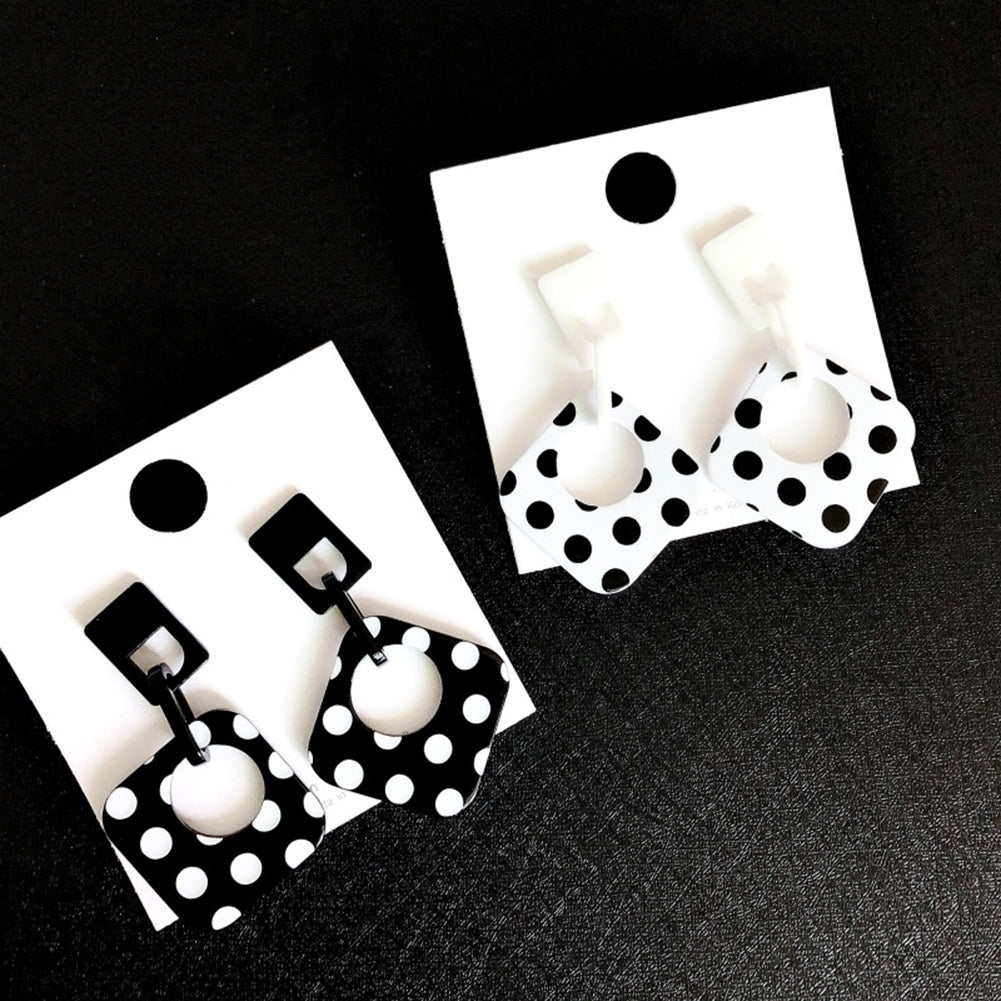 Women Polka Dot Hollow Rhombus Geometric Dangle Ear Stud Cuff Earrings Jewelry Image 7