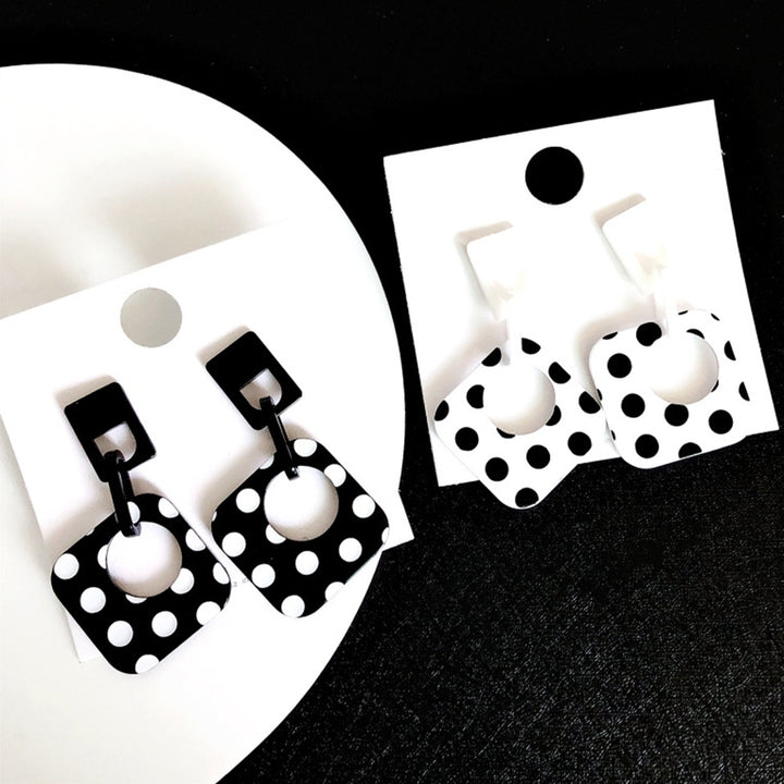 Women Polka Dot Hollow Rhombus Geometric Dangle Ear Stud Cuff Earrings Jewelry Image 8