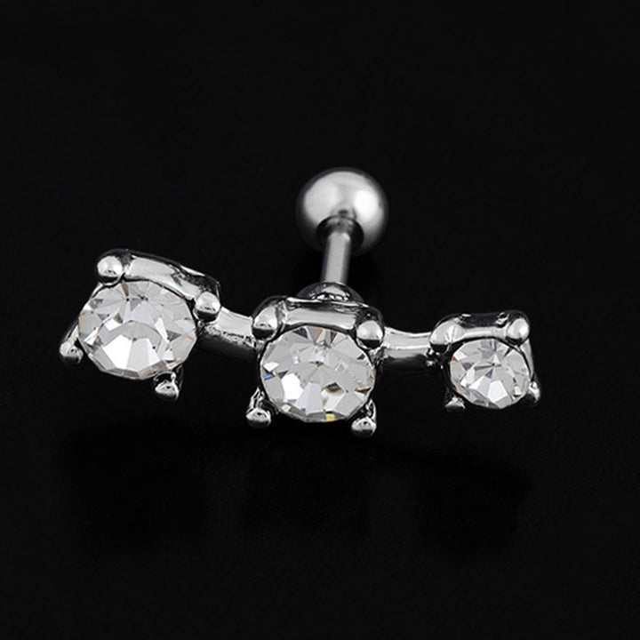 1Pc Women Cubic Zirconia Inlaid Barbell Ear Stud Earring Cartilage Helix Jewelry Image 11