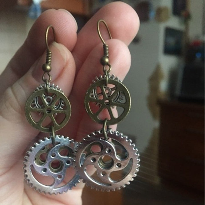 Steampunk Women Gear Pendant Hook Earrings Piercing Party Club Jewelry Gift Image 2