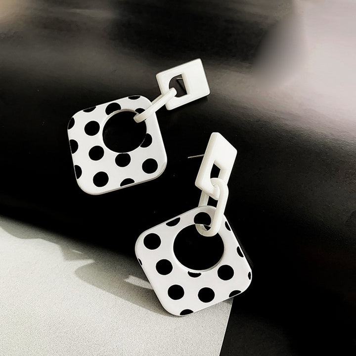 Women Polka Dot Hollow Rhombus Geometric Dangle Ear Stud Cuff Earrings Jewelry Image 9