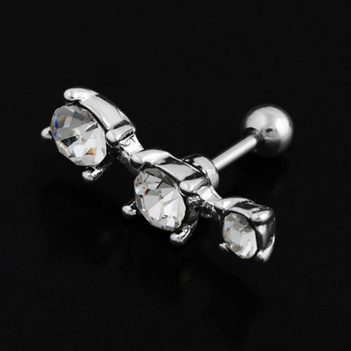 1Pc Women Cubic Zirconia Inlaid Barbell Ear Stud Earring Cartilage Helix Jewelry Image 12