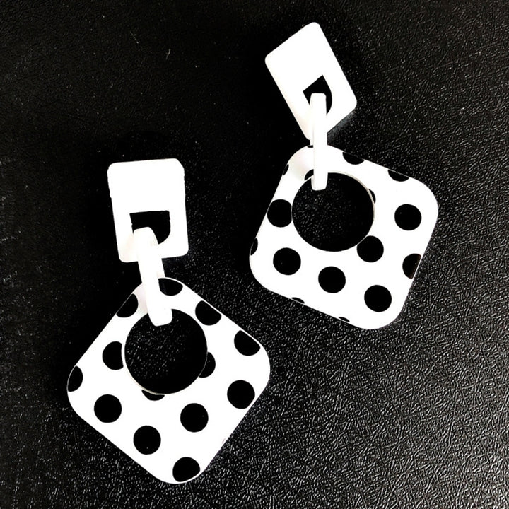 Women Polka Dot Hollow Rhombus Geometric Dangle Ear Stud Cuff Earrings Jewelry Image 10