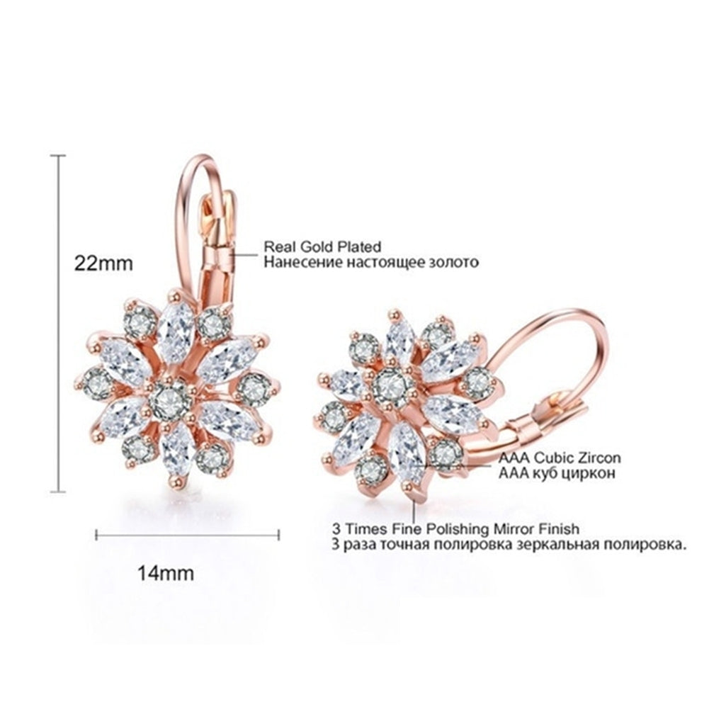 Cubic Zirconia Inlaid Sunflower Dangle Leverback Earrings Chic Lady Jewelry Gift Image 8