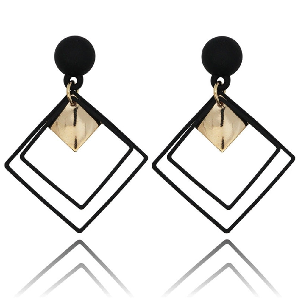 Fashion Women Double Rhombus Alloy Long Pendant Eardrop Earrings Party Jewelry Image 1