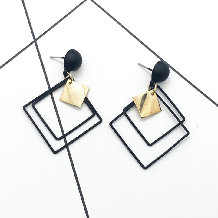 Fashion Women Double Rhombus Alloy Long Pendant Eardrop Earrings Party Jewelry Image 2