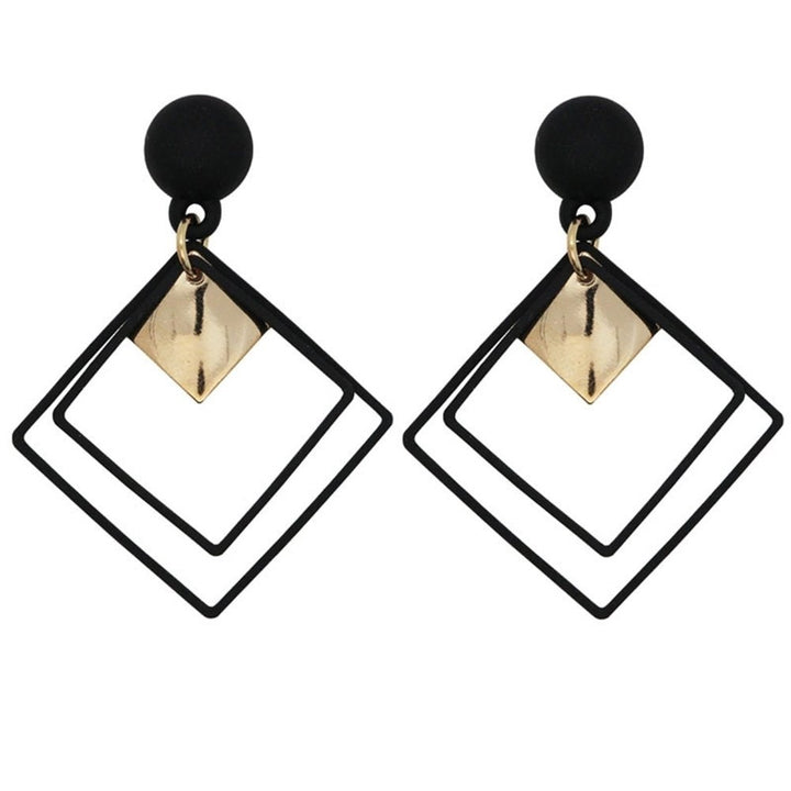 Fashion Women Double Rhombus Alloy Long Pendant Eardrop Earrings Party Jewelry Image 6