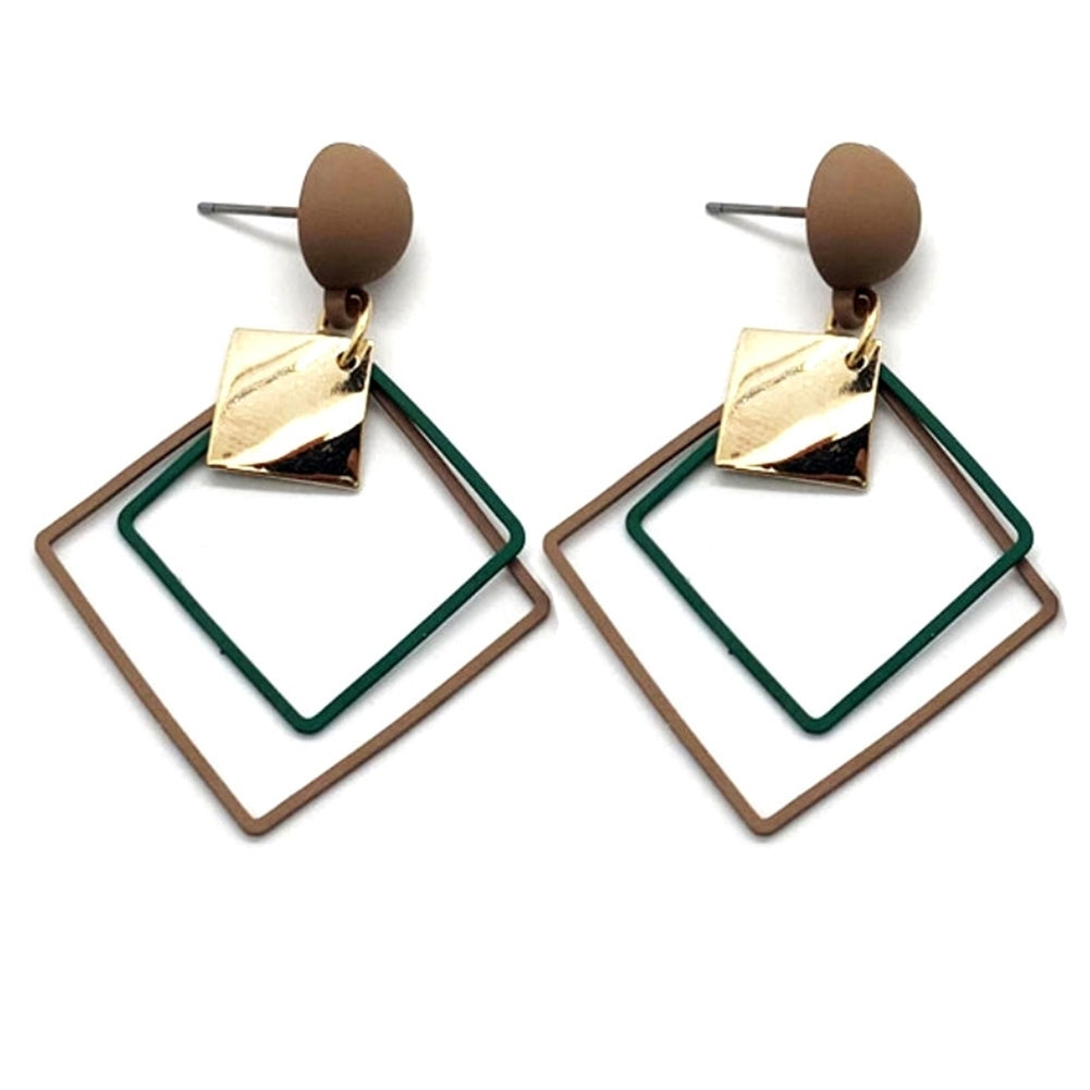 Fashion Women Double Rhombus Alloy Long Pendant Eardrop Earrings Party Jewelry Image 7