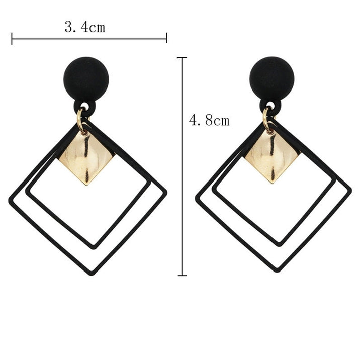 Fashion Women Double Rhombus Alloy Long Pendant Eardrop Earrings Party Jewelry Image 8