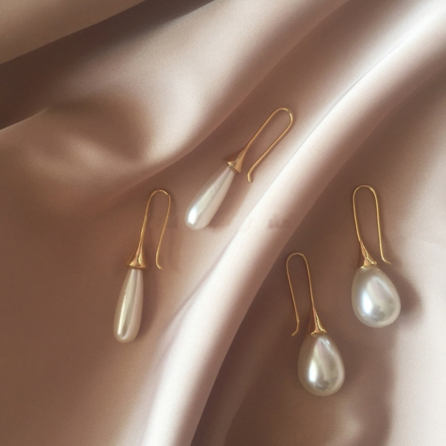 Baroque Lady Teardrop Faux Pearl Dangle Hook Earrings Wedding Party Jewelry Gift Image 1