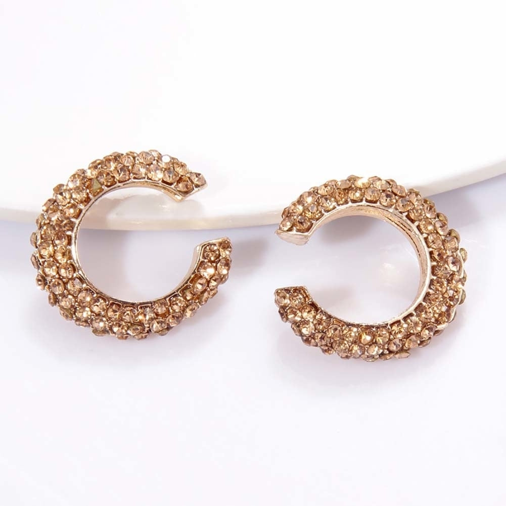 1Pc Lady Rhinestone C Shape Ear Cuff Clip Earring No Piercing Cartilage Jewelry Image 11