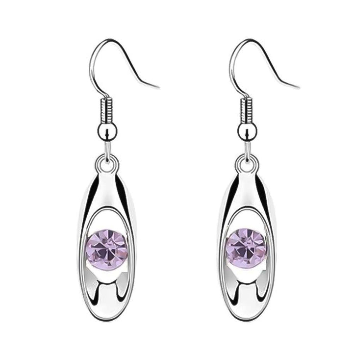 Women Round Cut Rhinestone Inlaid Water Drop Dangle Hook Earrings Jewelry Gift Image 4